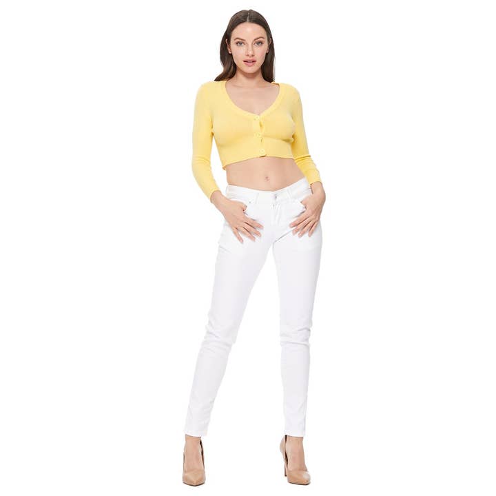 Mak – wholesale Cardigan – Women’s – Cropped Bolero 3/4 Sleeve V-Neck PLUS size Cardigan CO129PL11