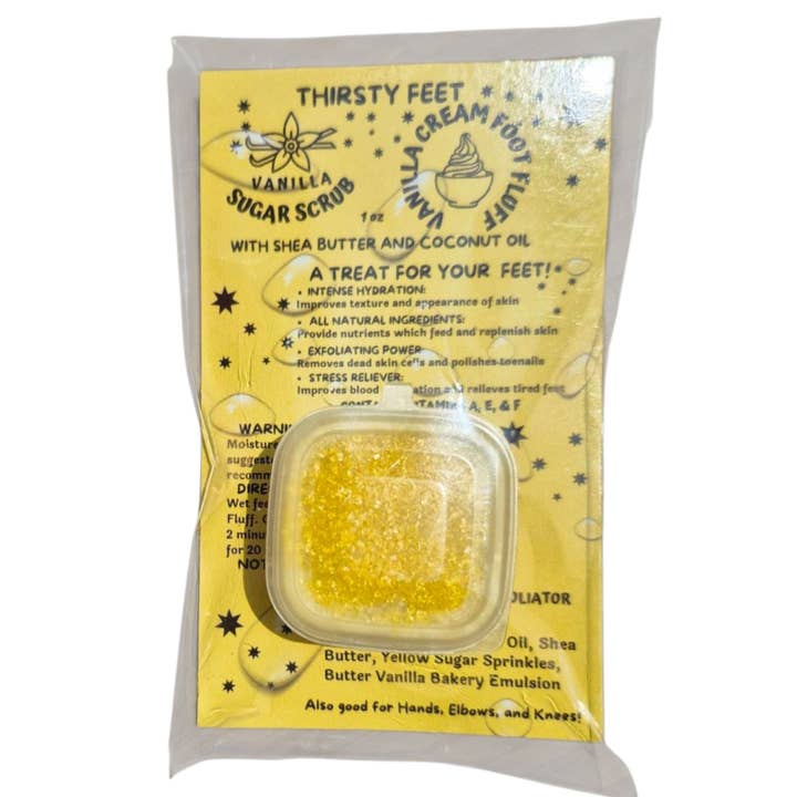 THIRSTY FEET®️ - Wholesale Foot Scrub/Polish - Vanilla Cream Foot Fluff Sugar Scrub 1 oz0
