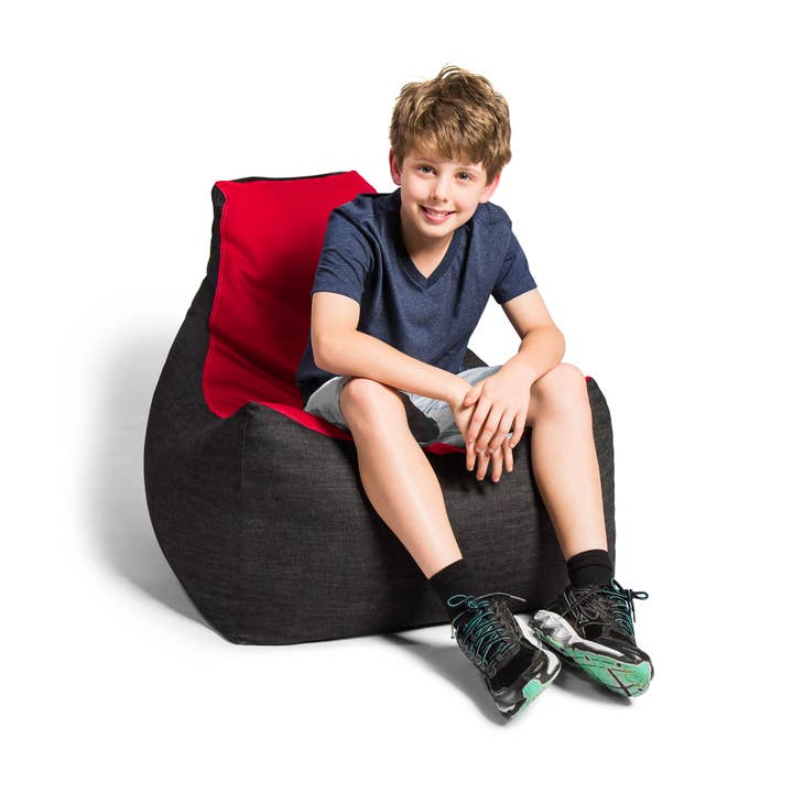 LuvU - Wholesale Chair - Jaxx Pixel Gamer Bean Bag Chair, Premium Vinyl / Dark Denim35