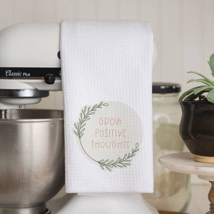 Grow Positive Thoughts Waffle Küchentuch, Badetuch für den Großhandel von Amber Marie Design