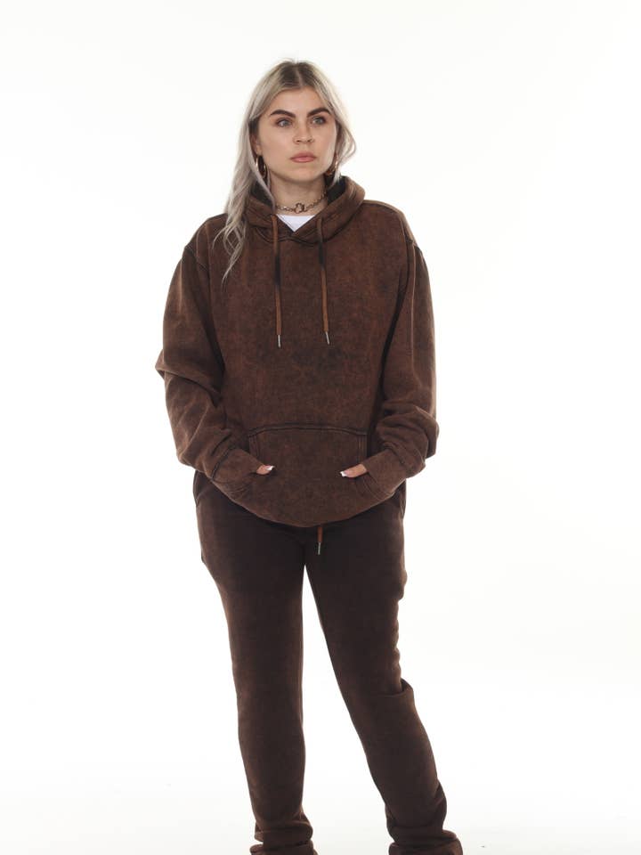 Brown Garment Dyed Flared Sweatsuit for wholesale by Stylo