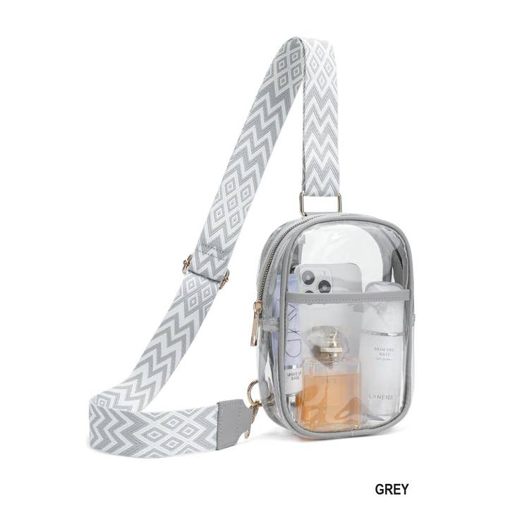 42POPS - Wholesale Crossbody Bag - Women's - `",.._ Clear Sling Bag With Guitar Strap