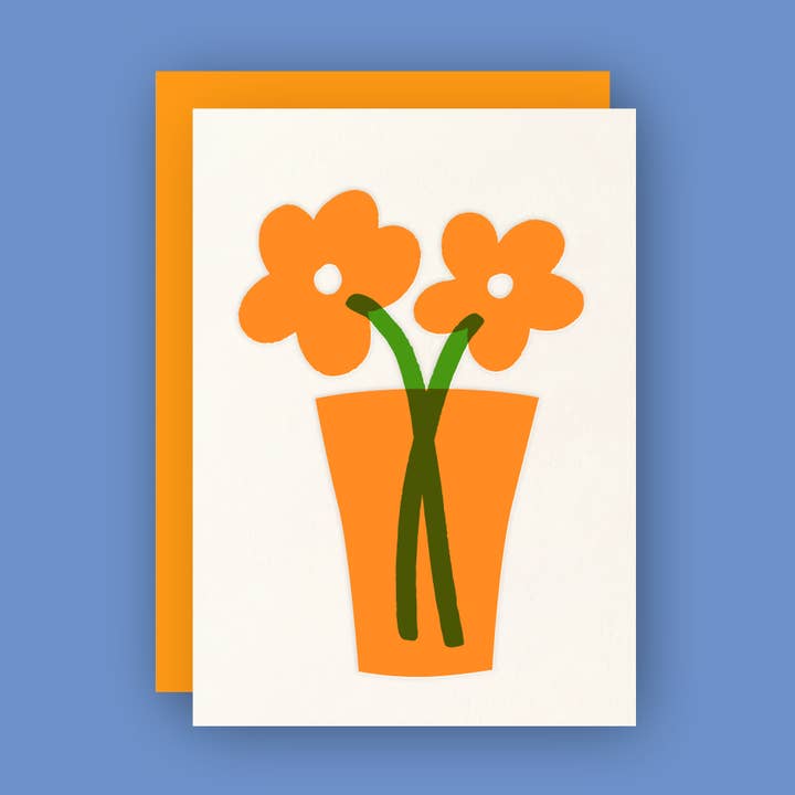 Flowers in a Vase Letterpress Greeting Card for wholesale by Half Pint Studio