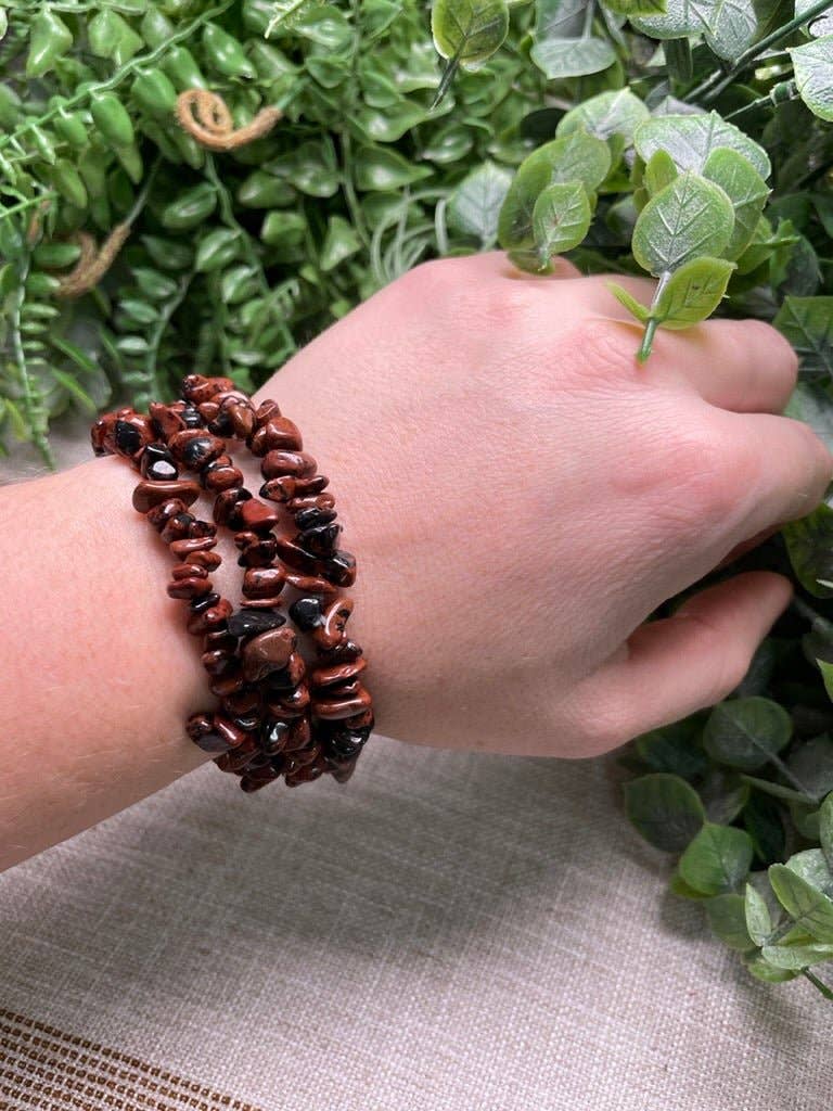 Copper Ashes - Wholesale Beaded Bracelet - Red Obsidian Chip Bracelet