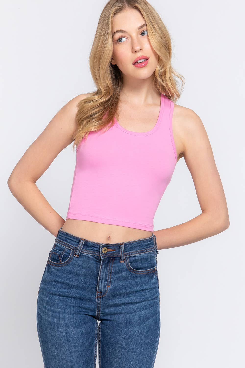 Active Basic | Active USA - Wholesale Tank Top - Women's - Racerback Cotton Spandex Jersey Crop Tank Top2