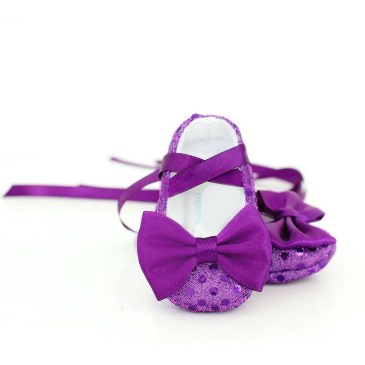 Heidy Berry - Wholesale Slippers - Baby - Baby Shoes Amethyst Purple Sequined Ballerina Booties