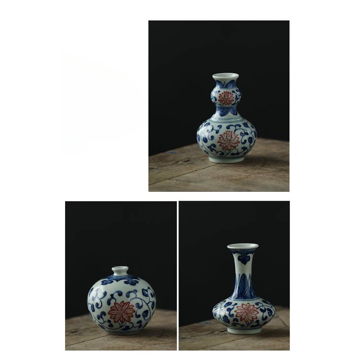 Gohobi (We cover U.S. import duties) - Wholesale Vase - Gohobi Hand-painted Blue and White Porcelain Vase (Red Flowers)32