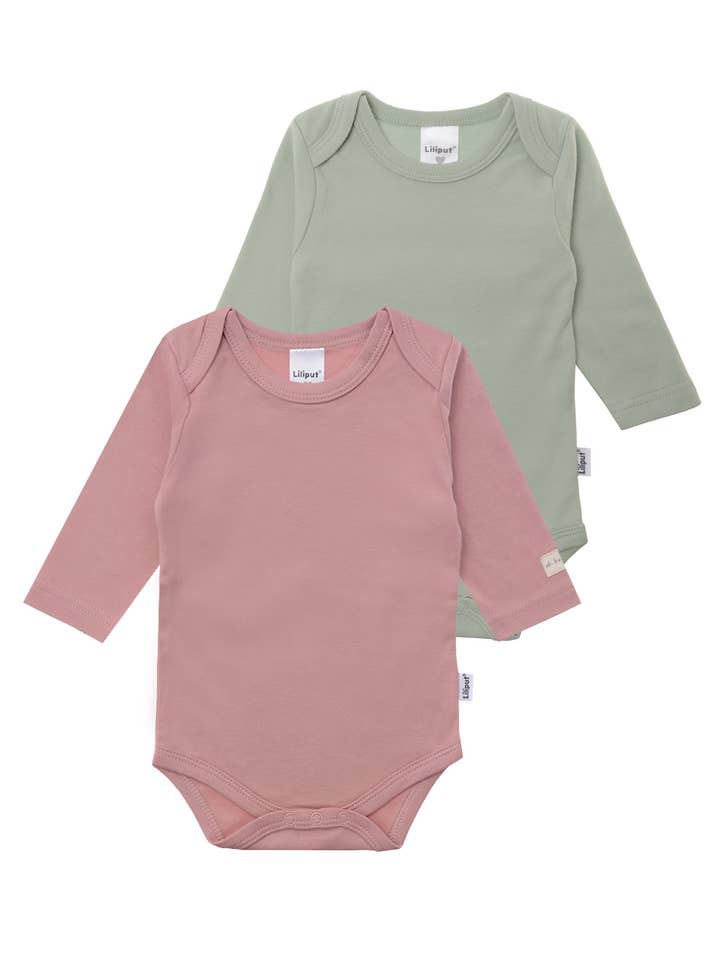 Pack de 2 bodies de manga larga en palo de rosa y caña para venta al por mayor de Liliput