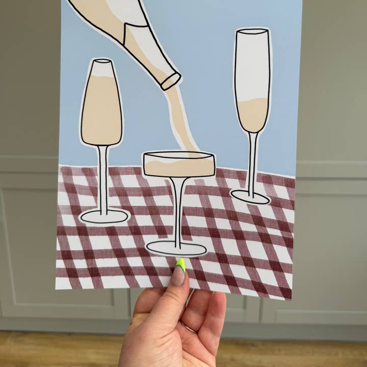 Champagne Art Print for wholesale by Eva Illustrates