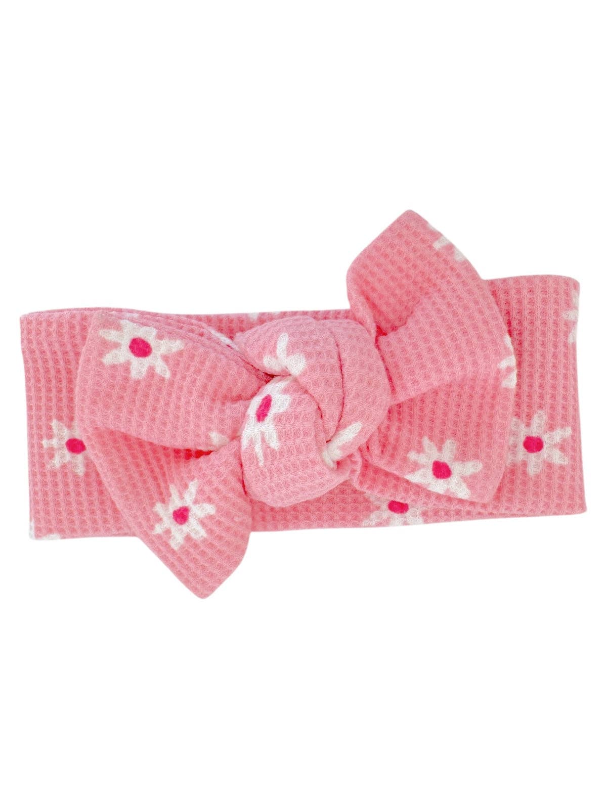 SpearmintLOVE - Wholesale Hair Bow - Baby - Organic Waffle Knot Bow, Pink Flower