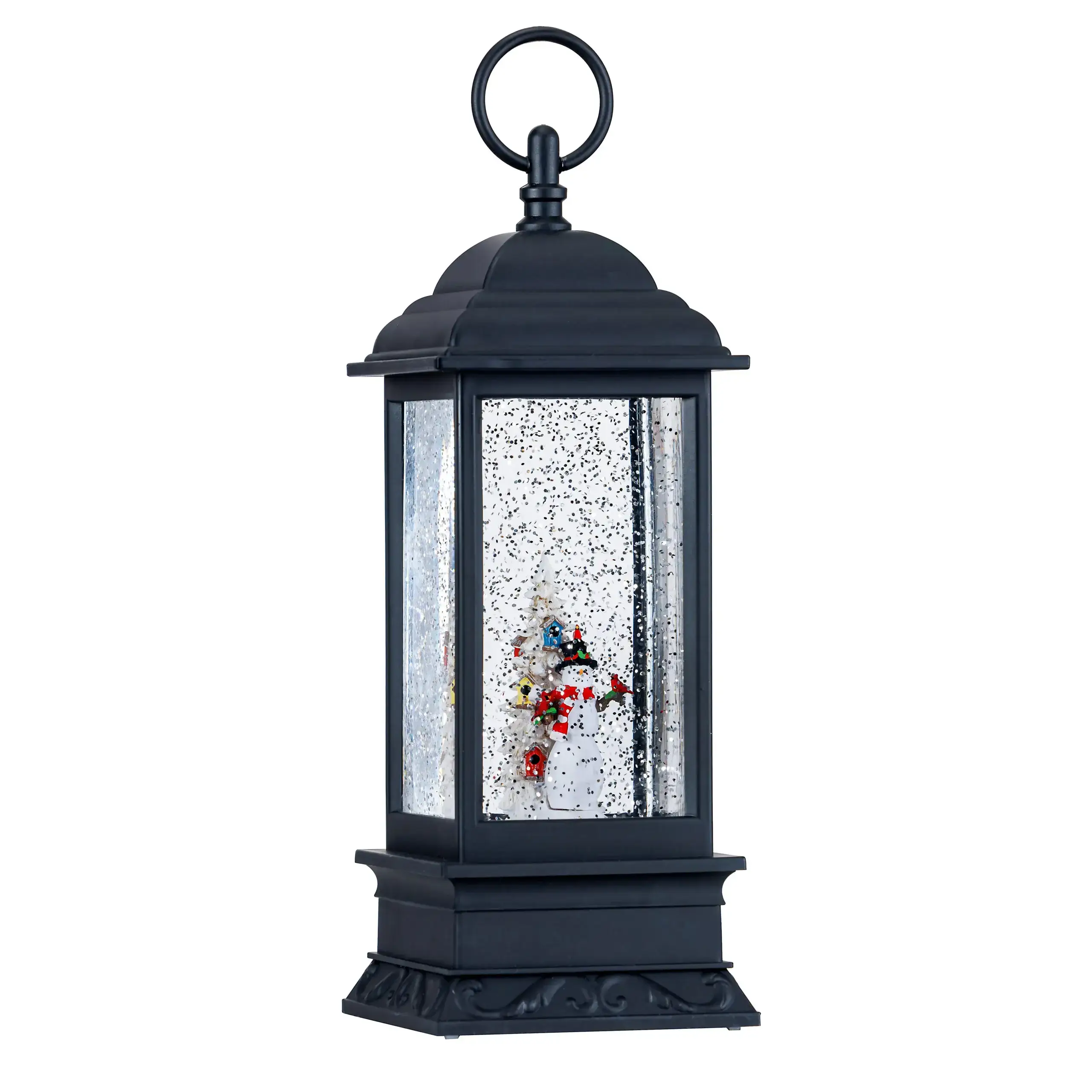 Second Nature by Hand - Vente Globe terrestre - Lanterne à eau en plastique à DEL de 11 po en forme de bonhomme de neige et d'arbre2