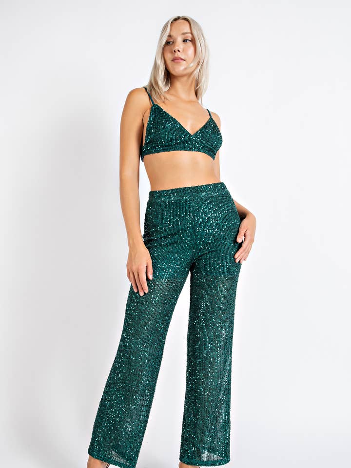 Pantalon à bande de taille à sequins Tp2302 pour la vente par Edit by Nine