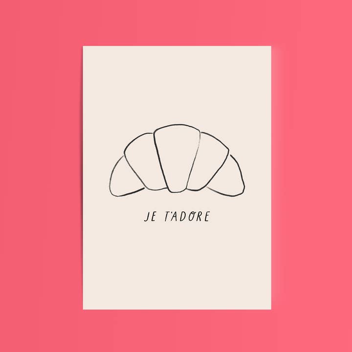 Croissant à cartes Je t'adore/Parisian/Cute Saint-Valentin pour la vente par Lydia Southgate