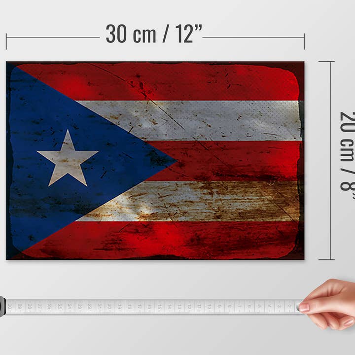 Femer - Wholesale Sign - Puerto Rico Rust Flag Wooden Sign 30x20cm3