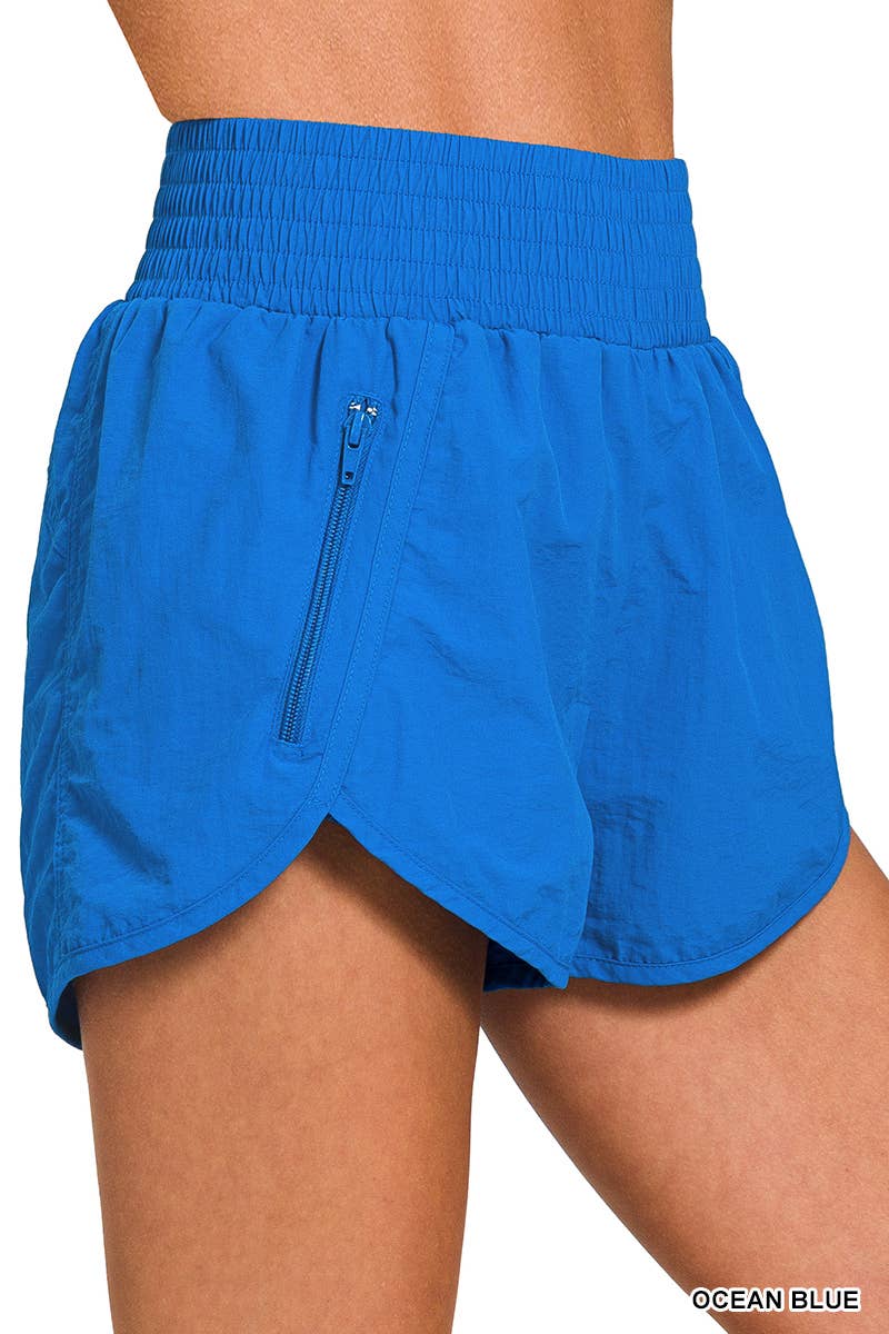 42POPS - Vendita all'ingrosso Pantaloncini sportivi - Donna - Shorts da corsa Windbreaker con vita arricciata e tasche23
