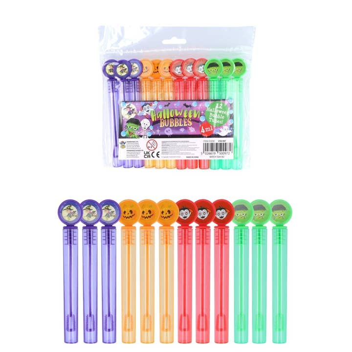 Halloween Mini Party Bubble Tubes (4ml) 12 pack for wholesale by Kids Party Craft