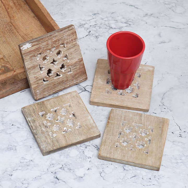 Daana Paani LLC – wholesale Underlägg – 24 delar brun trä kopphållare för bord