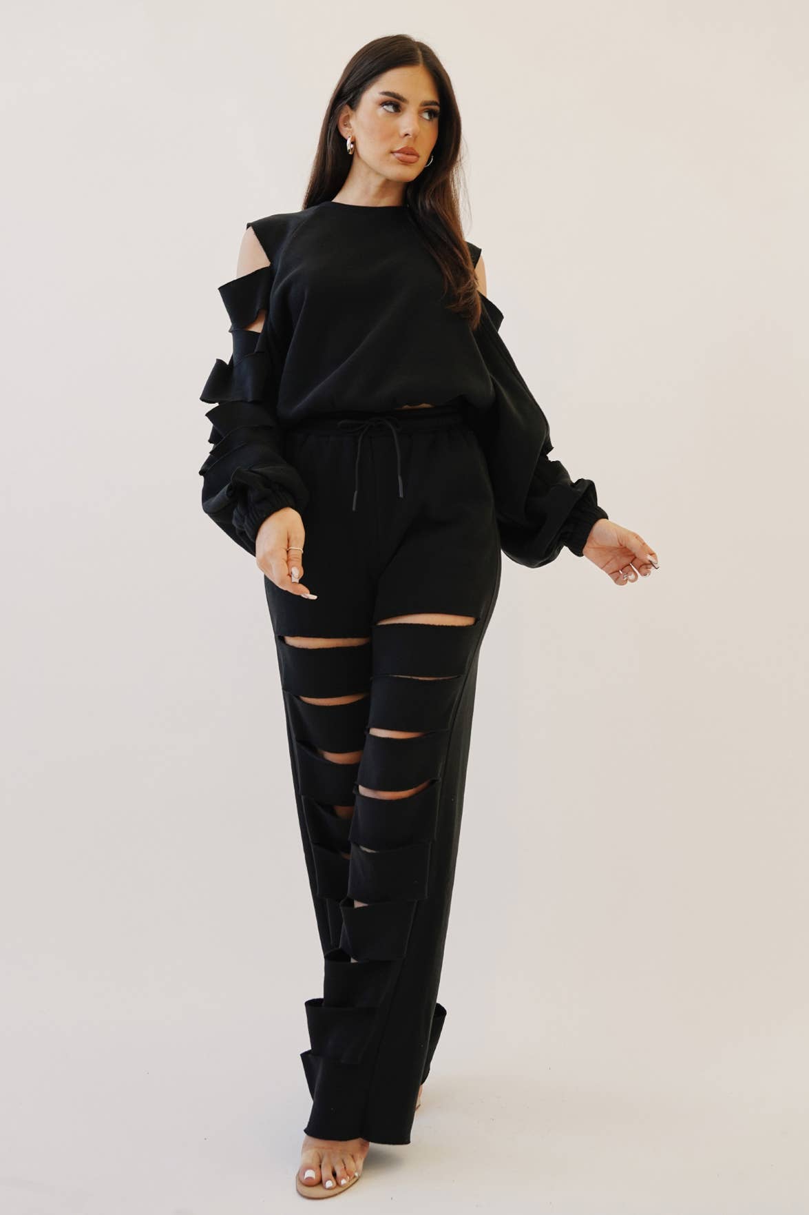 No Vacancy - Wholesale Pants - Women's - Cut out legs fleece straight pants3