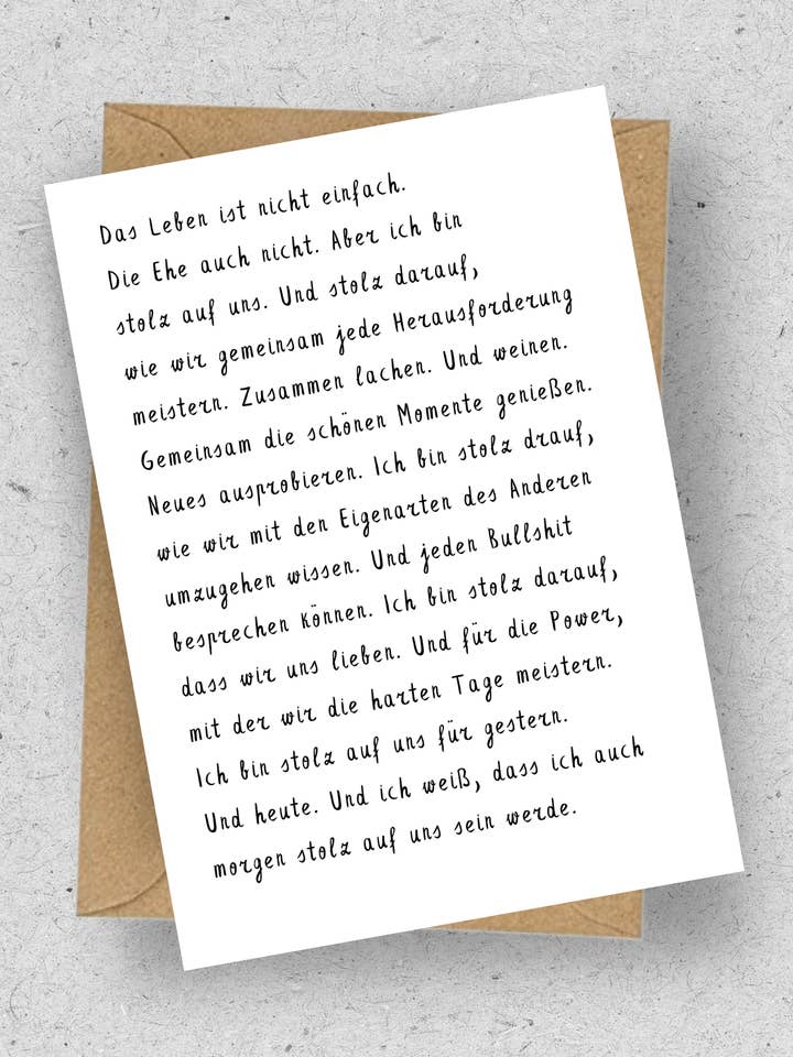 Karte “Ehe" / mit Umschlag für den Großhandel von hellopinlin