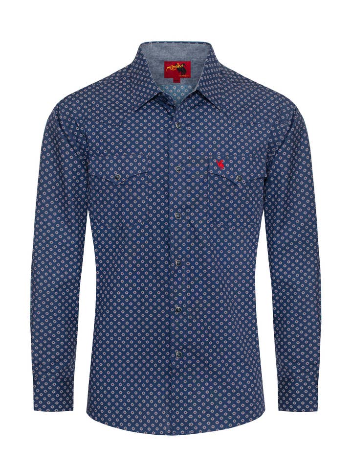 Rodeo Clothing - Wholesale Button Down Shirt - Men's - Men's Western Pearl Snap Print Shirt - PS100L-10840