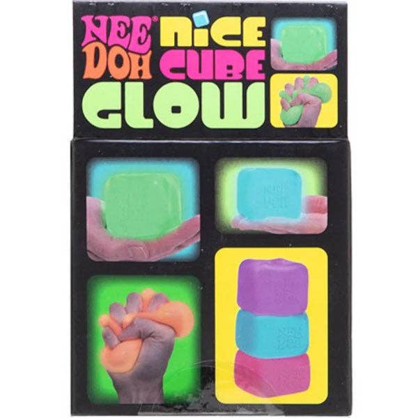 Showcase - Wholesale Squishy Toy - Kids & Baby - Nee Doh Nice Cube GLOW Squishy Fidget Stress Ball (1pc) Assorted Colors3