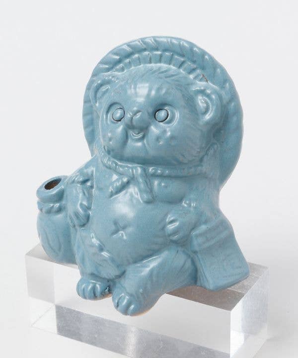 Ametsuchi by Amina Collection - Wholesale Decorative Figurine - SHIGARAKI Ware Sitting TANUKI - Blue2