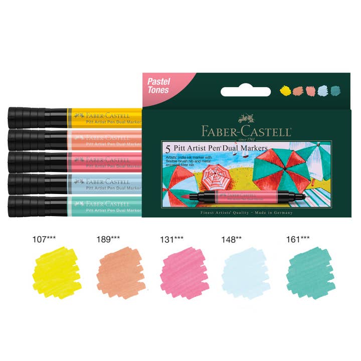 5 Ct. Pitt Artist Professional Dual Tip Markers - Pastels for wholesale by Faber-Castell / Creativity for Kids