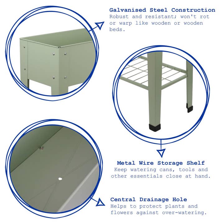 Rinkit Ltd - Wholesale Planter Box - Elevated Raised Garden Bed with Legs & Storage Shelf - By Harbour Housewares6