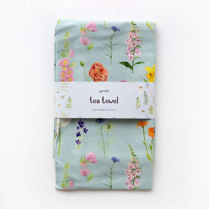 Cottage Garden Tea Towel - Organic Cotton Kitchen Towel for wholesale by Yardia