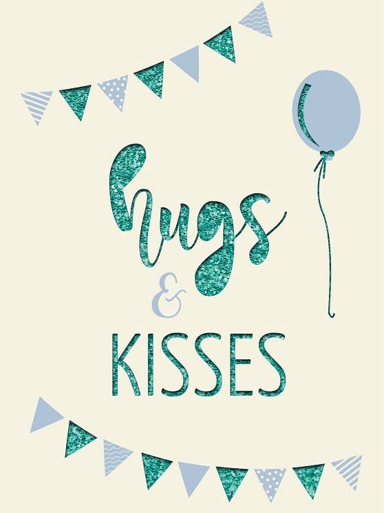 papir deluxe lykønskningskort „Hugs & Kisses“ - ballon for engroshandel hos Gespänsterwald