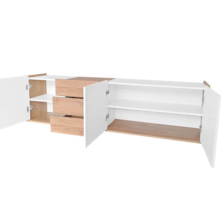 Urban Meuble - Wholesale Console Table - White and wood TV stand with 3 doors and 3 drawers12