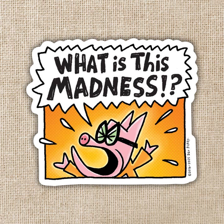 What Is This Madness Sticker | Dog Man for wholesale by Kingdom of Threads