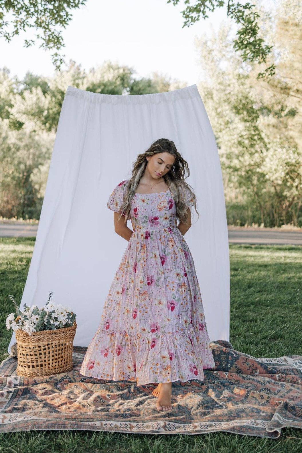 Fehrnvi Apparel - Wholesale Dress - Women's - Greta Maxi Dress in Floral Pink