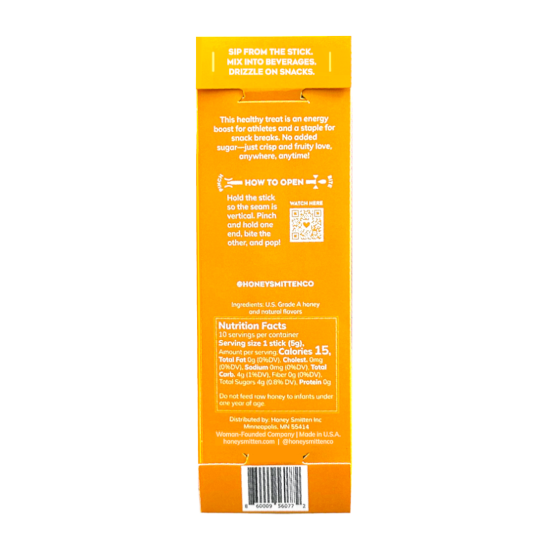 Honey Smitten - Wholesale Honey - Honey Sticks, CARAMEL APPLE TWIST. 14 units3