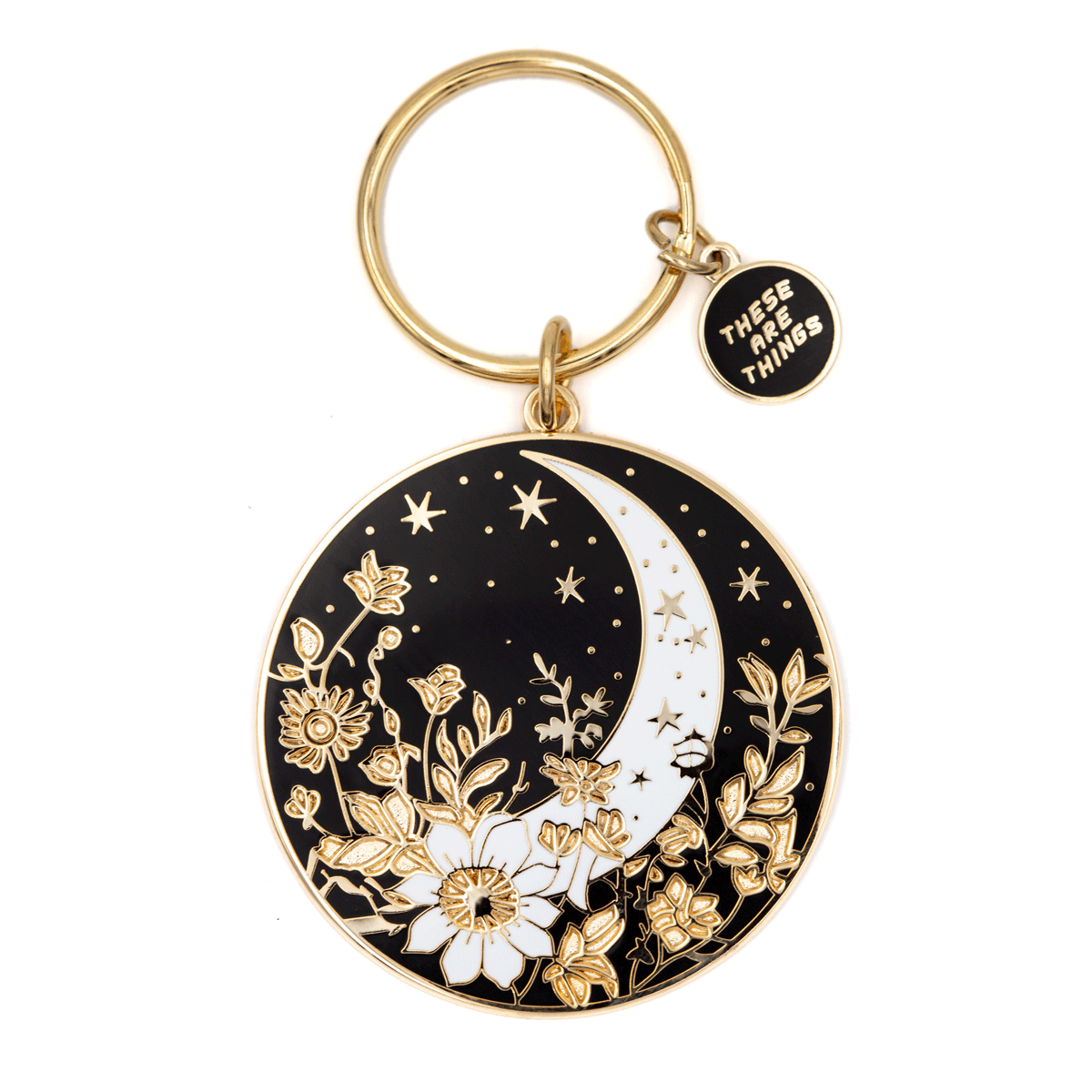 These Are Things - Wholesale Keychain - Women's - Floral Harvest Moon Enamel Keychain0