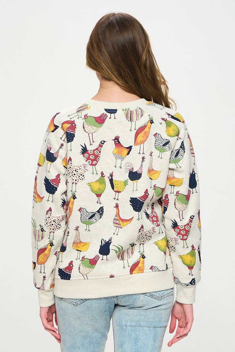 SM WARDROBE - Wholesale Sweatshirt - Women's - COLORFUL ROOSTER PRINT SWEATSHIRT5