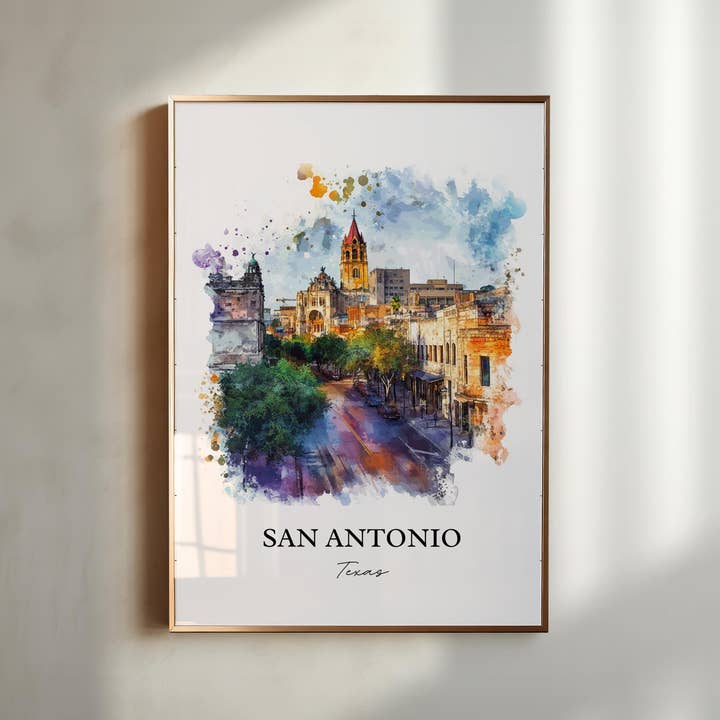 Premium Travel Art - Wholesale Art Print - San Antonio Wall Art, San Antonio TX Print, San Antonio Watercolor Art, San Antonio Gift, Travel Print, Travel Poster, Housewarming Gift2