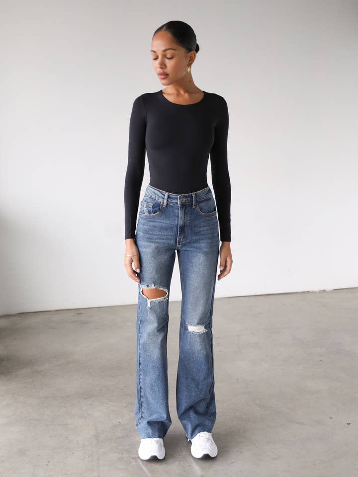 Vaqueros vaqueros acampanados de talle alto -7125 para venta al por mayor de DOGMA