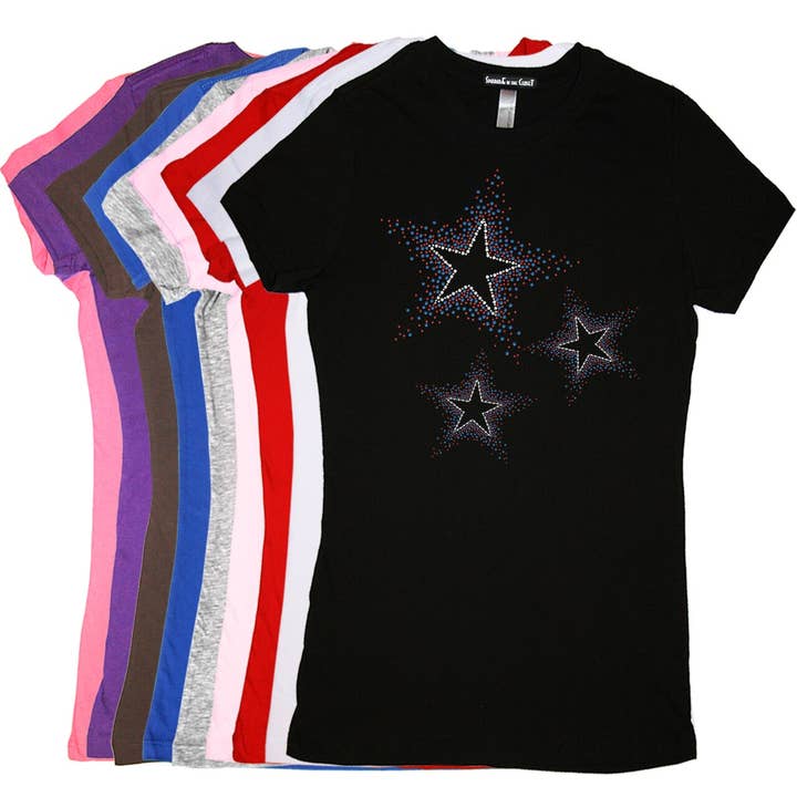 Three Stars Red and Blue - Women's T-shirt for wholesale by Dog in the Closet