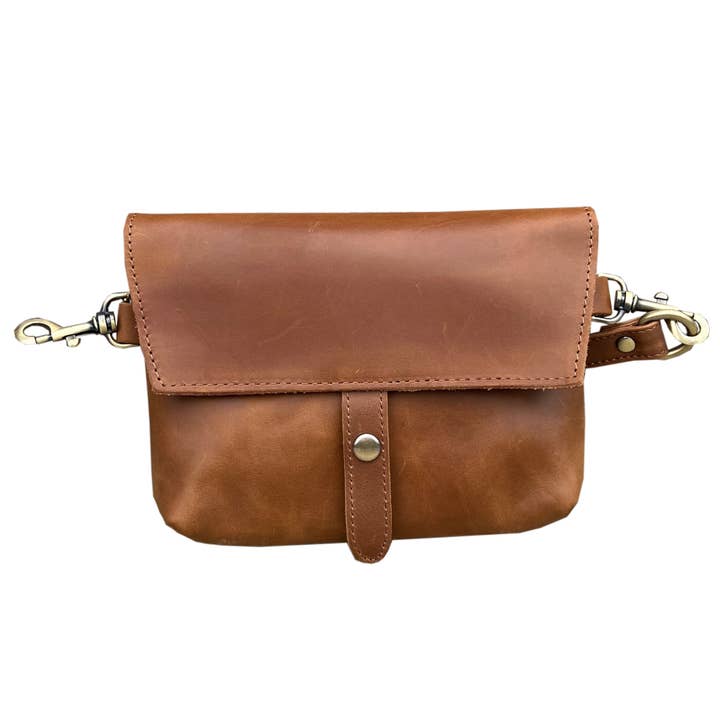 Roma Leathers, Inc. - Wholesale Crossbody Bag - Women's - W022S crazy horse genuine leather crossbody