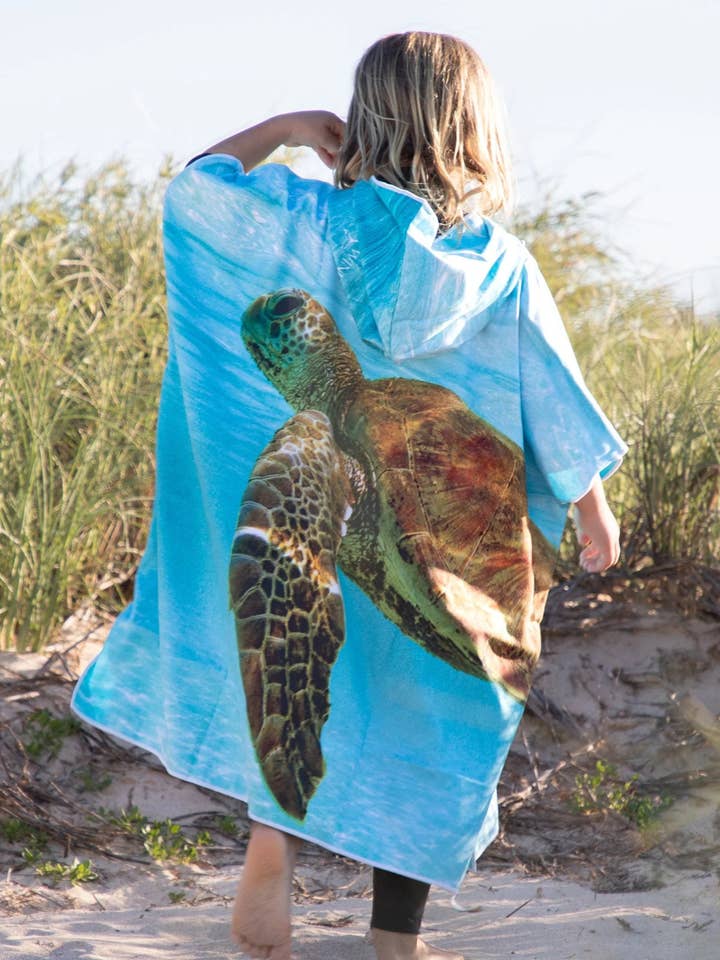 Kids MINI Turtle Hooded Beach Towel - Lux Microfibre for wholesale by Will and Wind - Beach Towels & Accessories