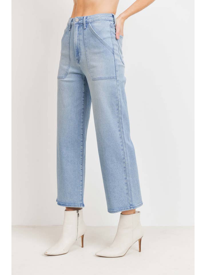 JUST BLACK DENIM - Wholesale Jeans - Women's - BP339J - LT - HR Cargo Pocket Wide Leg