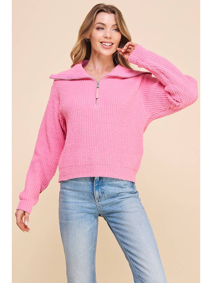 Allie Rose - Wholesale Sweatshirt - Women's - Plush Half Zip Pullover Sweater