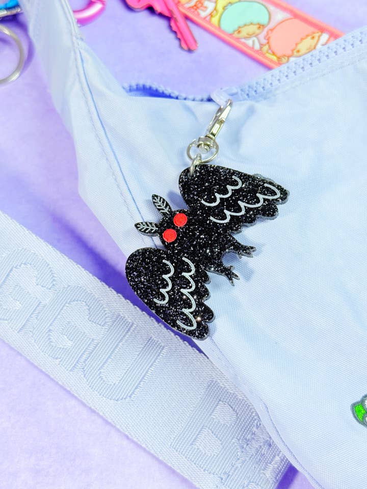 Mothman Bag Charm for wholesale by Smiley Moon Studio