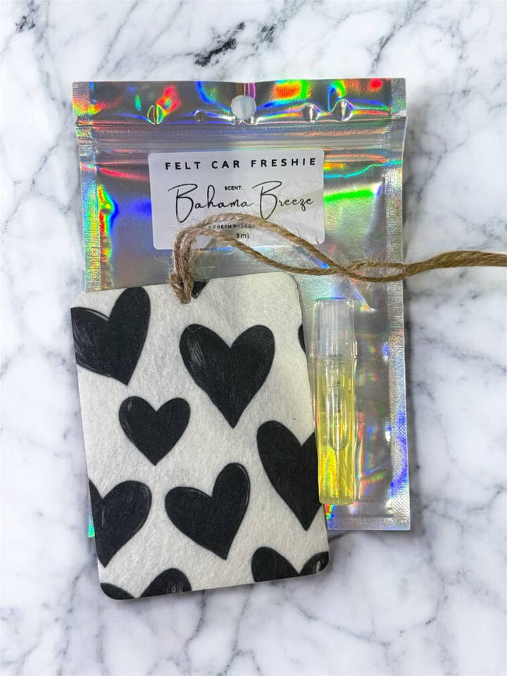 White & Black Heart Felt Freshie for wholesale by The Prickly Five