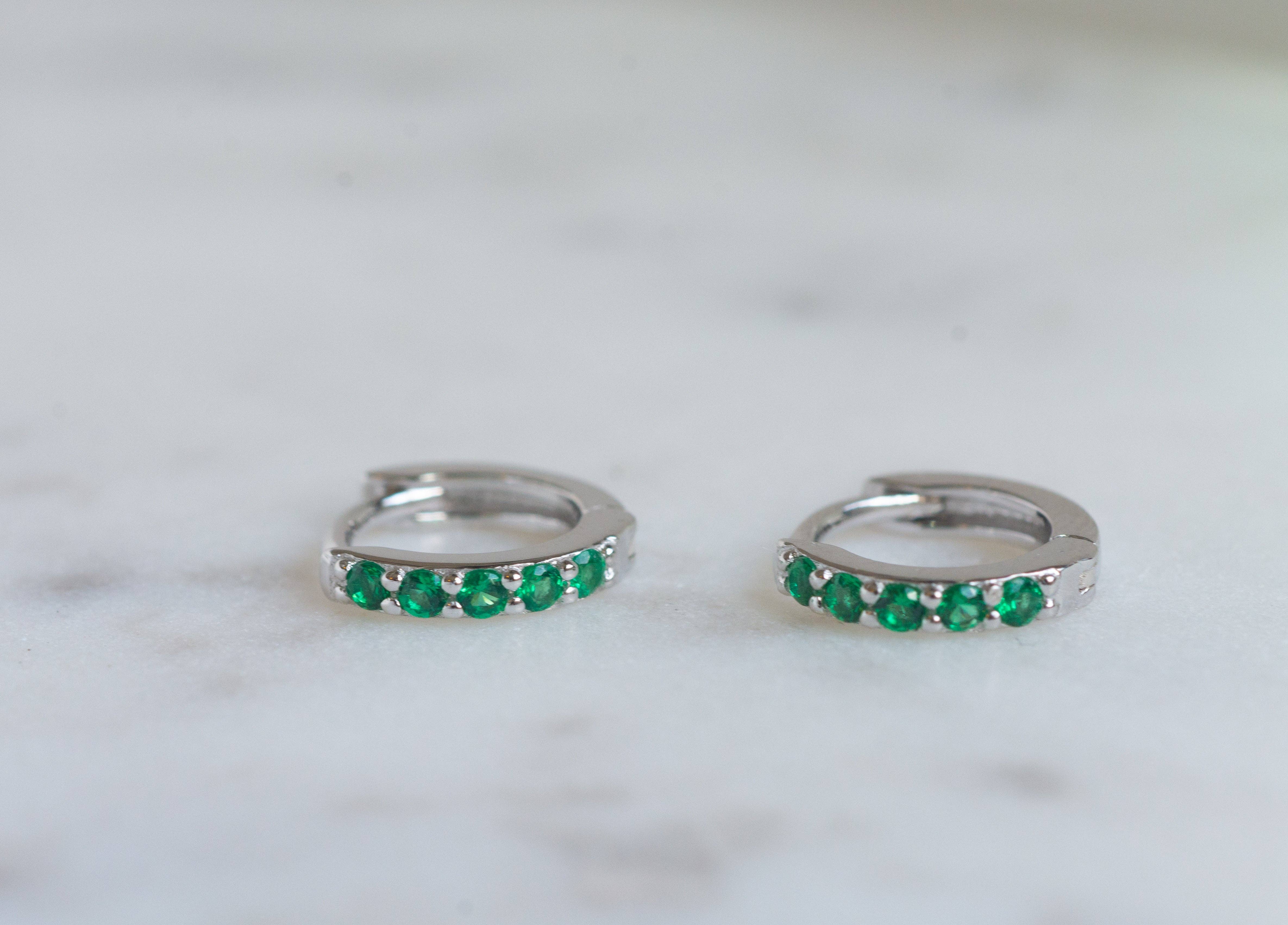 Sami Jewels - Wholesale Huggie Earrings - Emerald CZ Huggies5