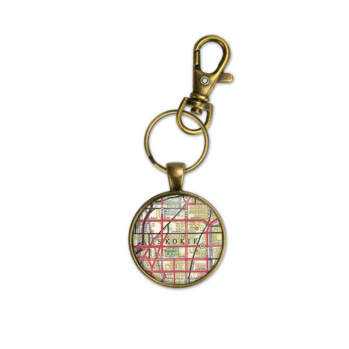 Daisy Mae Designs - Wholesale Keychain - Unisex - Skokie Illinois Map Keychain Key Chain Bag Charm Key Fob