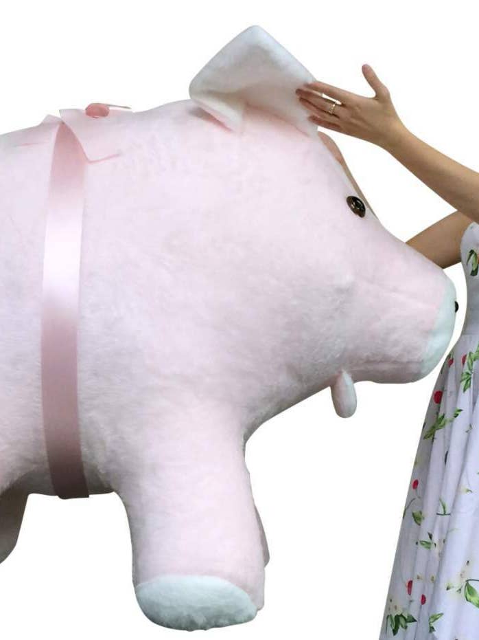 American Made Giant Stuffed Pig 40 Inches Pink Color Soft Ma for wholesale by Big Plush