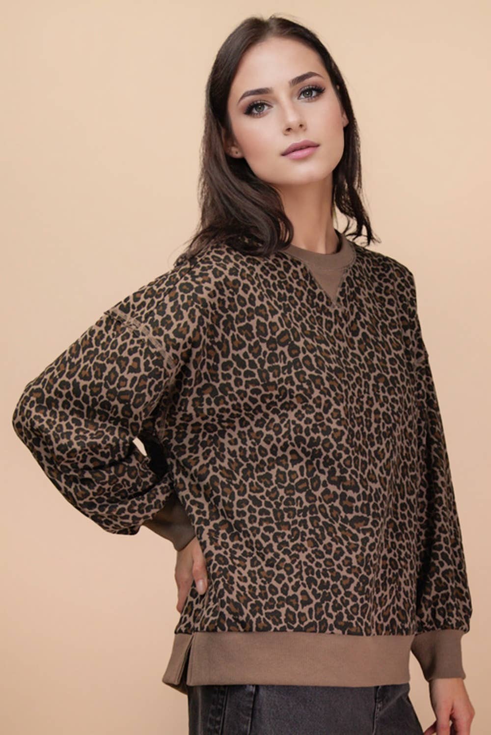 VERY J - Wholesale Knit Top - Women's - NT12318-Leopard & Camo Printed Knit Casual Top13