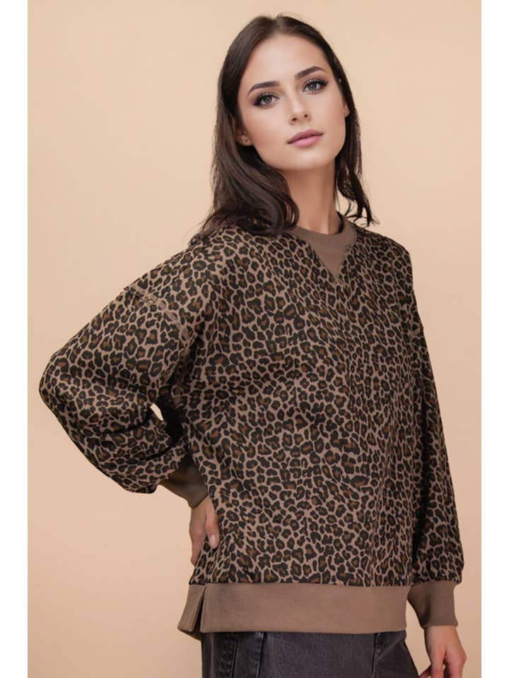 VERY J - Wholesale Knit Top - Women's - NT12318-Leopard & Camo Printed Knit Casual Top13